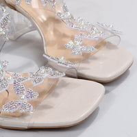 Butterfly Open Toe Mid Heel Sandals