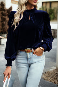 Tie Up Mock Neck Blouse