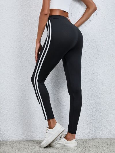 High Waisted Striped Cropped Leggings