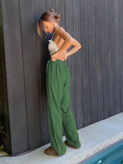 Tied High Waisted Wide Leg Pants