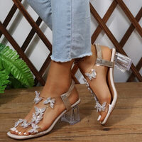 Butterfly Open Toe Mid Heel Sandals