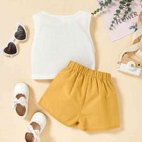 Kids Twist Front Waffle-Knit Tank and Shorts Set