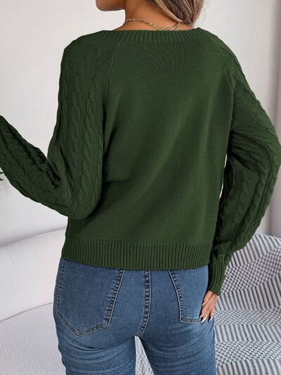 Cable-Knit Round Neck Sweater