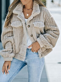 Fuzzy Button Up Jacket