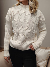 Cable-Knit Mock Neck Sweater