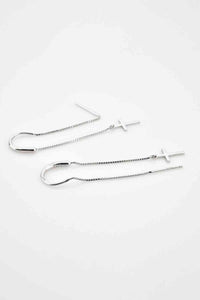 Sterling Silver Cross Threader Earrings