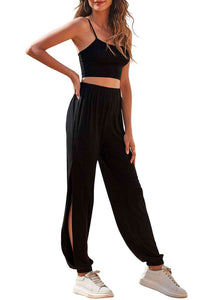 Cropped Cami & Side Split Joggers Set