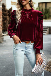 Tie Up Mock Neck Blouse