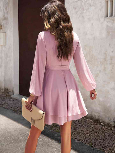 Surplice Neck Long Sleeve Dress