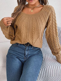 Cable-Knit Round Neck Sweater