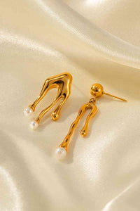 Pearl 18K Gold-Plated Dangle Earrings