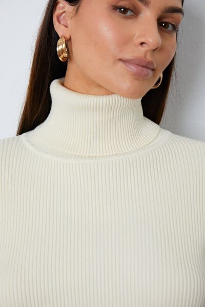 Turtleneck Dropped Shoulder Top & Pants Sweater Set