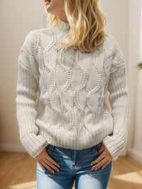 Cable-Knit Mock Neck Sweater