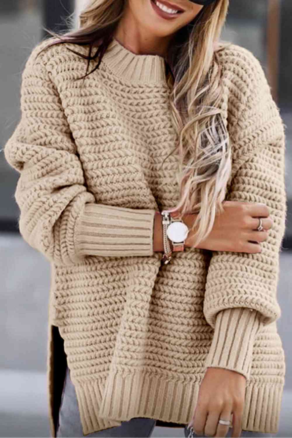 Round Neck Chunky Sweater