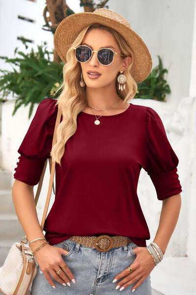 Lantern Short Sleeve Blouse