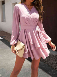 Surplice Neck Long Sleeve Dress