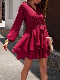 Surplice Neck Long Sleeve Dress