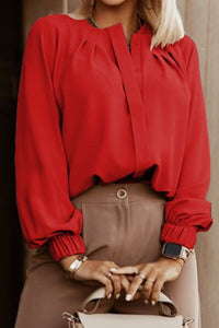 Button Up Round Neck Blouse