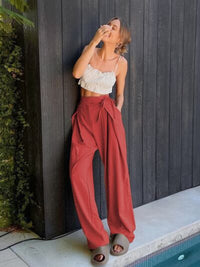 Tied High Waisted Wide Leg Pants