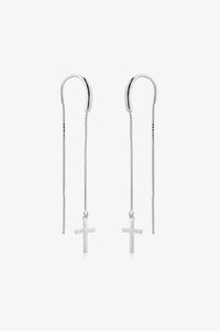 Sterling Silver Cross Threader Earrings