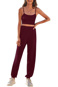 Cropped Cami & Side Split Joggers Set