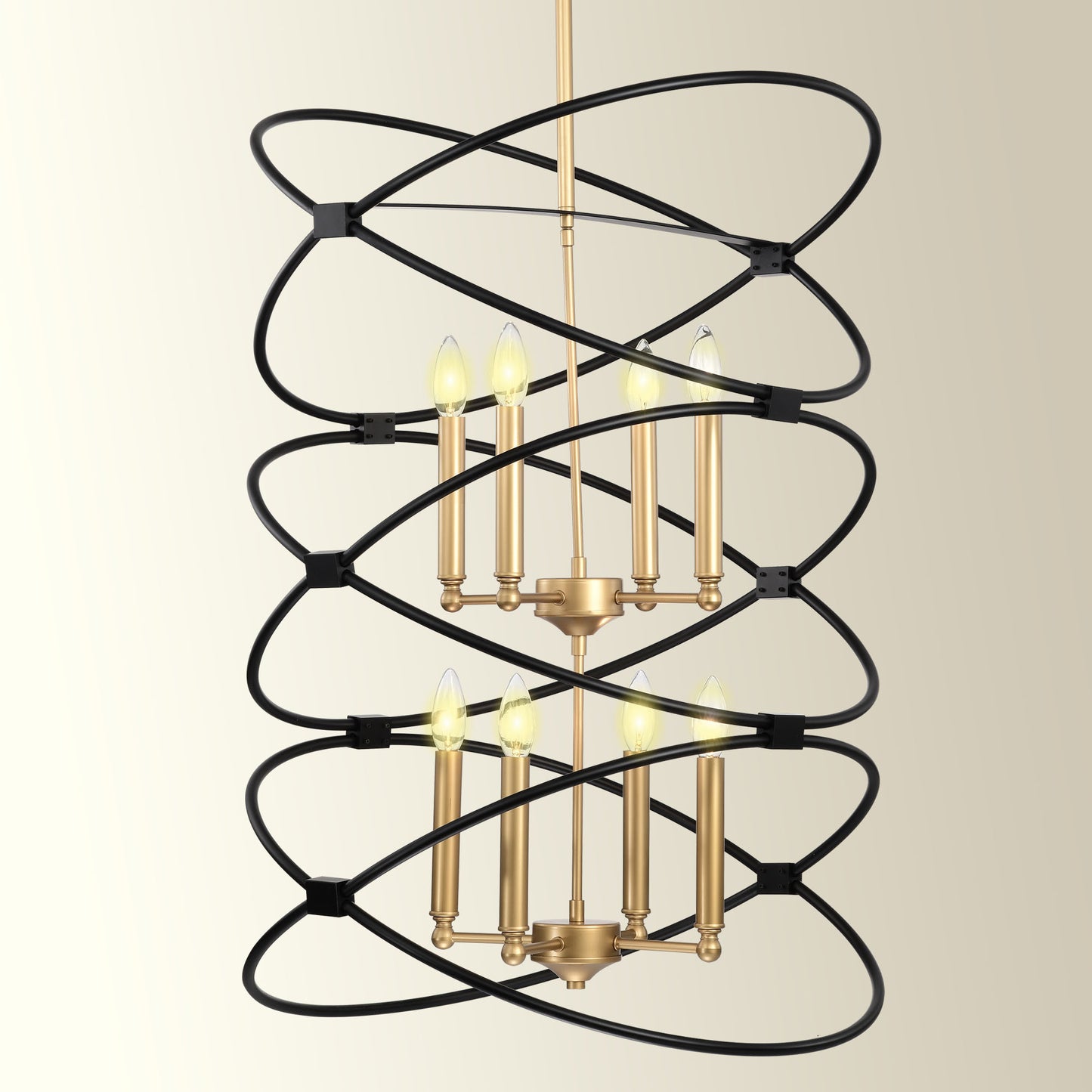 Metal Chandelier Fixture in Gold/Matte Black