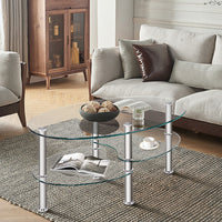 Tempered Glass Oval Coffee Table