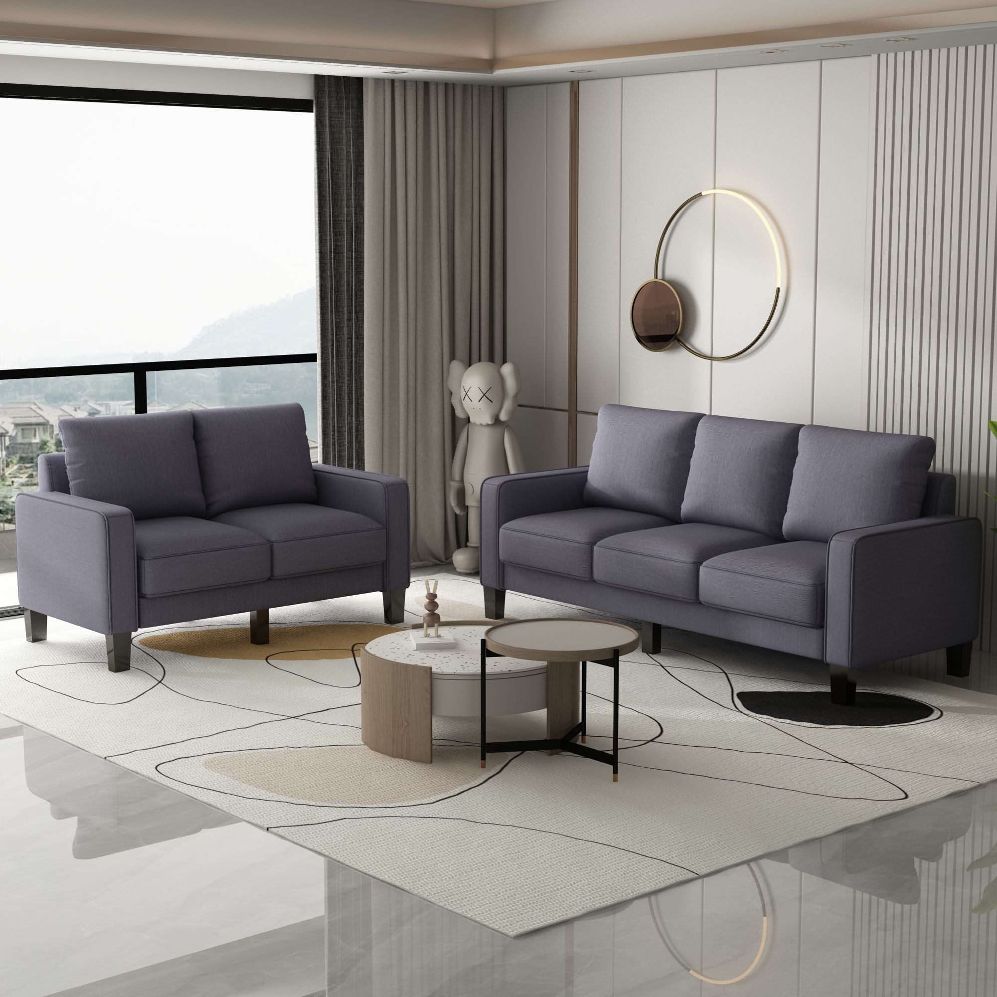 Modern Loveseat and Sofa Set