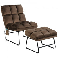 Velvet Massage Chair with Ottoman