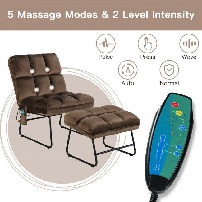 Velvet Massage Chair with Ottoman