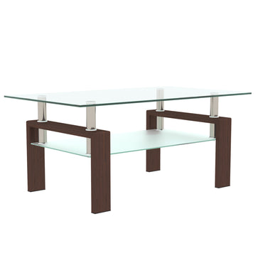 Glass Coffee Table - Walnut