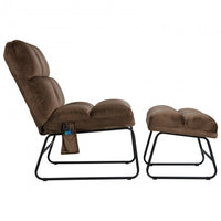 Velvet Massage Chair with Ottoman