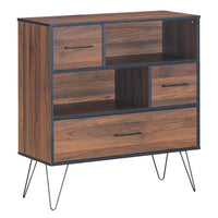 Wood Storage Cabinet with Drawers and Metal Legs