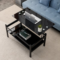 Black Glass Coffee Table with Lift-Top