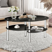 Tempered Glass Oval Coffee Table