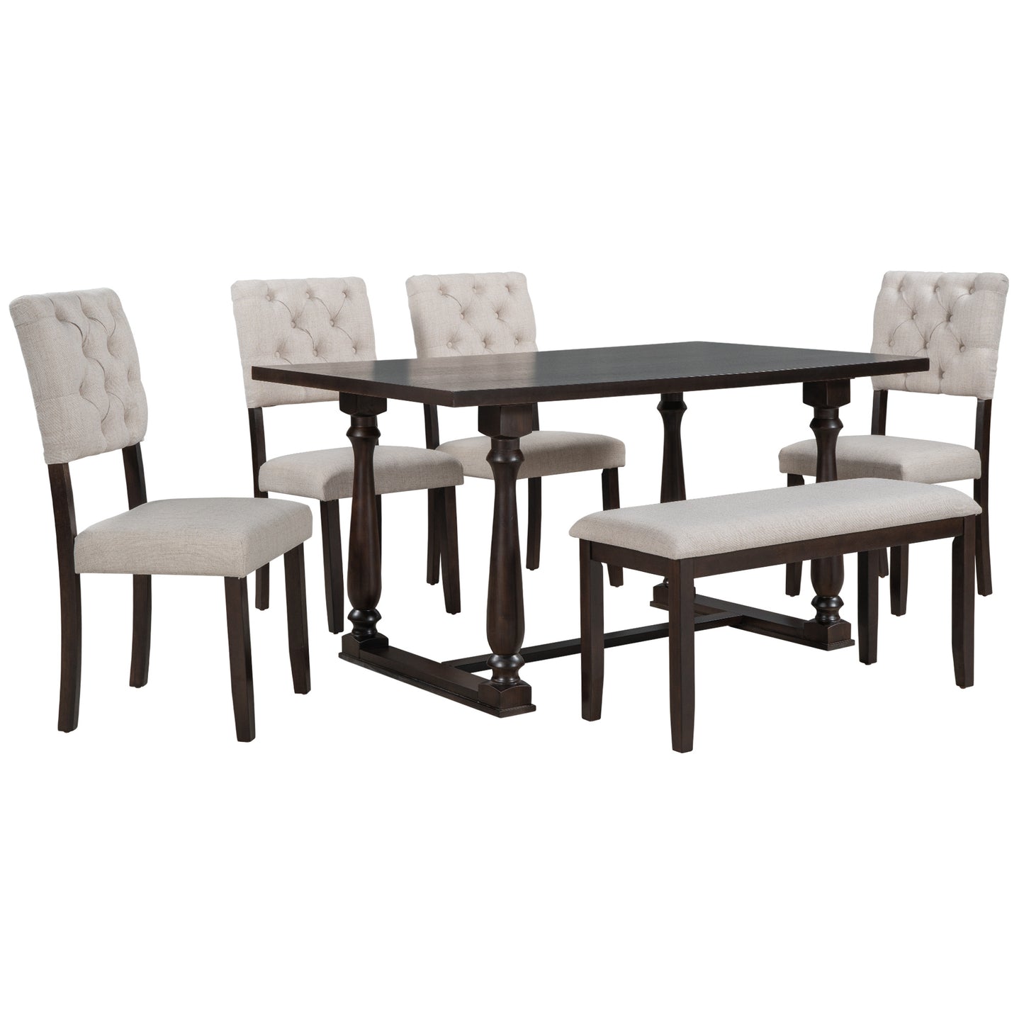 Dining Table With 4 Chairs and 1 Bench