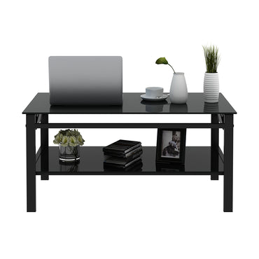 Black Glass Coffee Table with Lift-Top