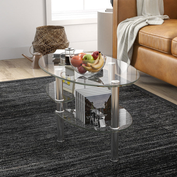 Tempered Glass Oval Coffee Table