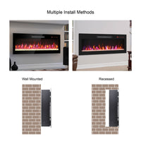 Tempered Glass Front Electric Fireplace with Remote 60"