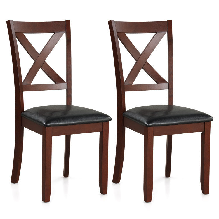 Wooden Dining Chair with Padded Seat - Set of 2