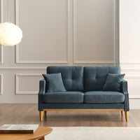 Blue Loveseat with Built-In USB Charging Port