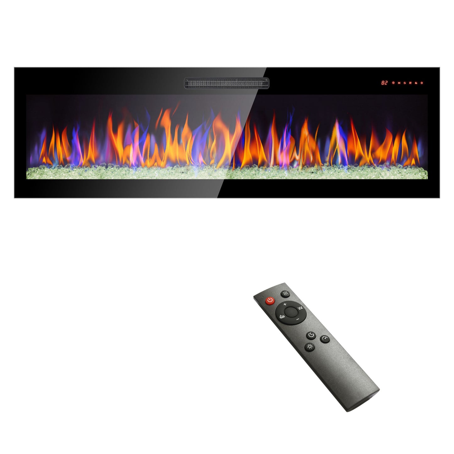 Tempered Glass Front Electric Fireplace with Remote 60"