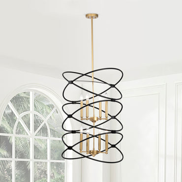 Metal Chandelier Fixture in Gold/Matte Black