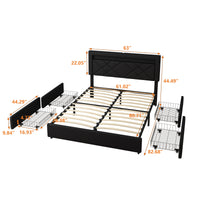 Bed Frame with Lights, Charging & Storage - Queen