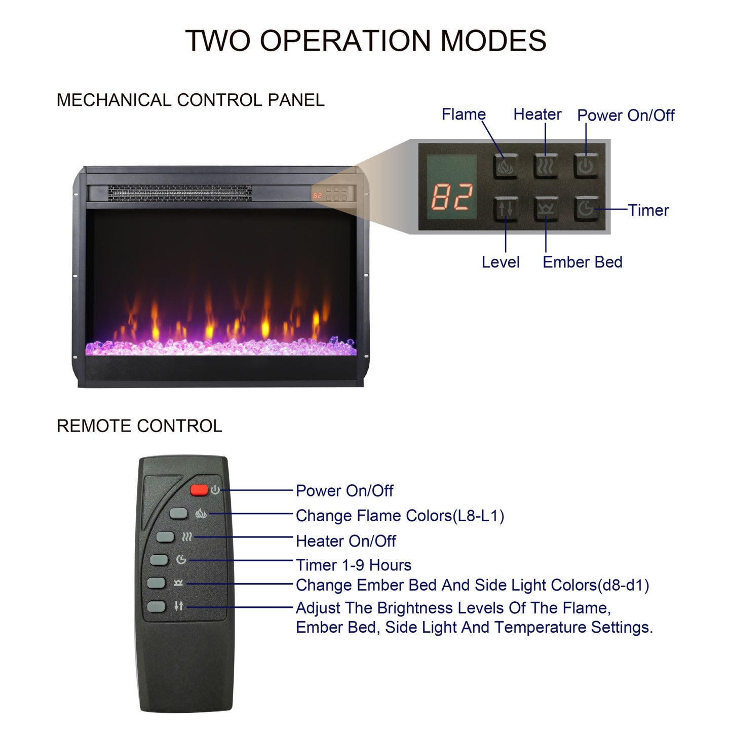 Electric Fireplace TV Stand With Colorful LED Lights