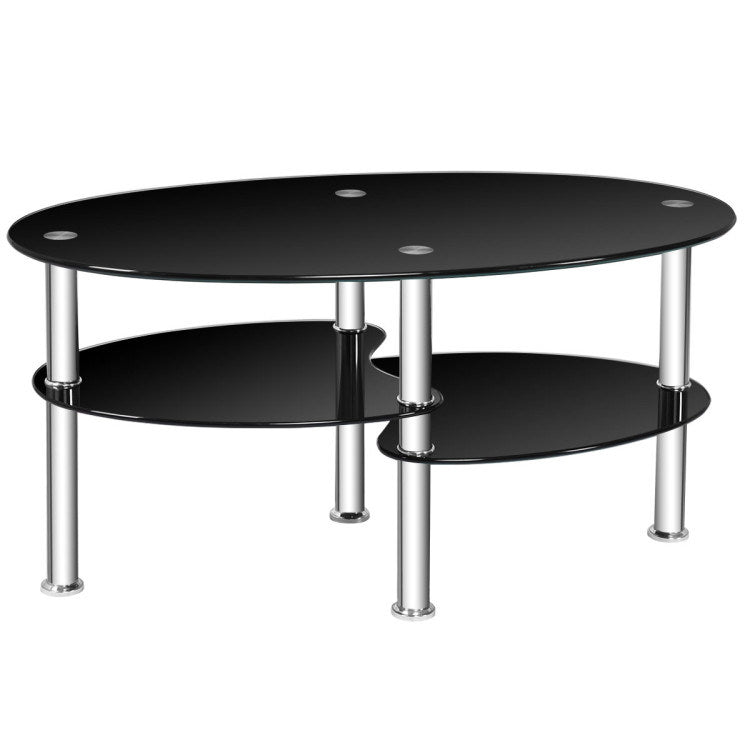 Tempered Glass Oval Coffee Table