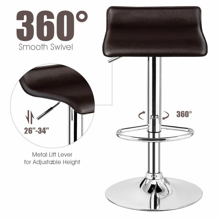 Adjustable Leather Backless Bar Stools - Set of 2