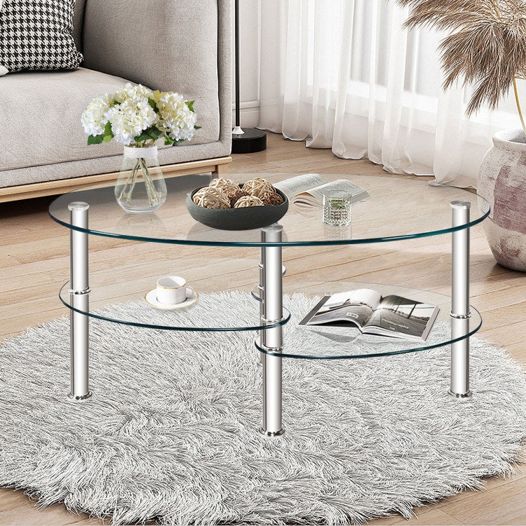 Tempered Glass Oval Coffee Table