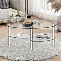 Tempered Glass Oval Coffee Table