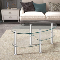 Tempered Glass Oval Coffee Table